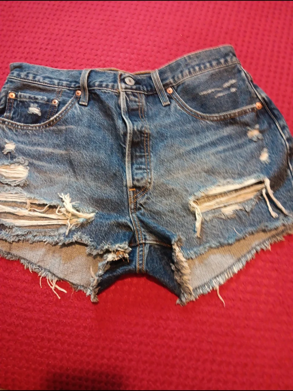 Levi's Ripped Blue Denim Shorts